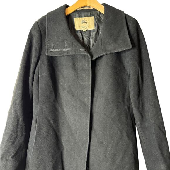 Burberry London Women UK 14 US 12 Black Wool Cashmere Stand Collar Long Coat - Picture 2 of 16